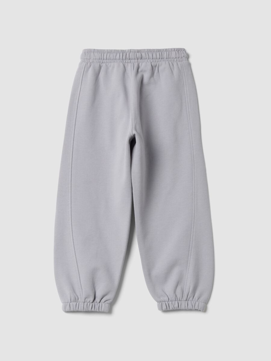 Grey organic cotton jogger trousers with print_1