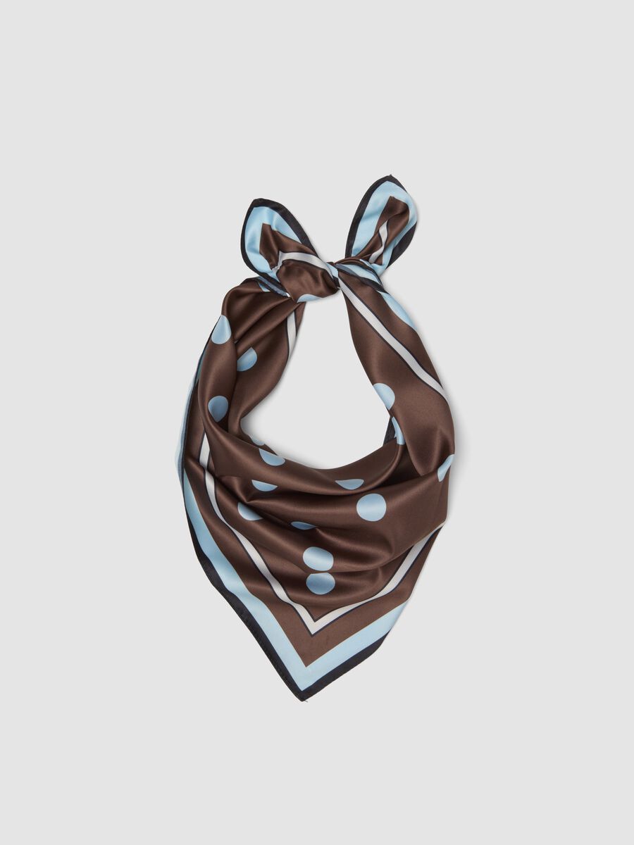 Brown polka-dot scarf with contrast border_0