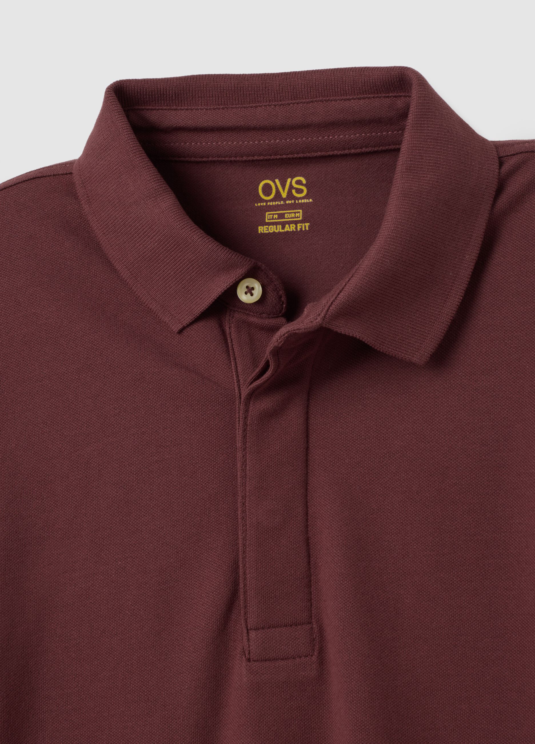 Brown regular fit stretch cotton polo