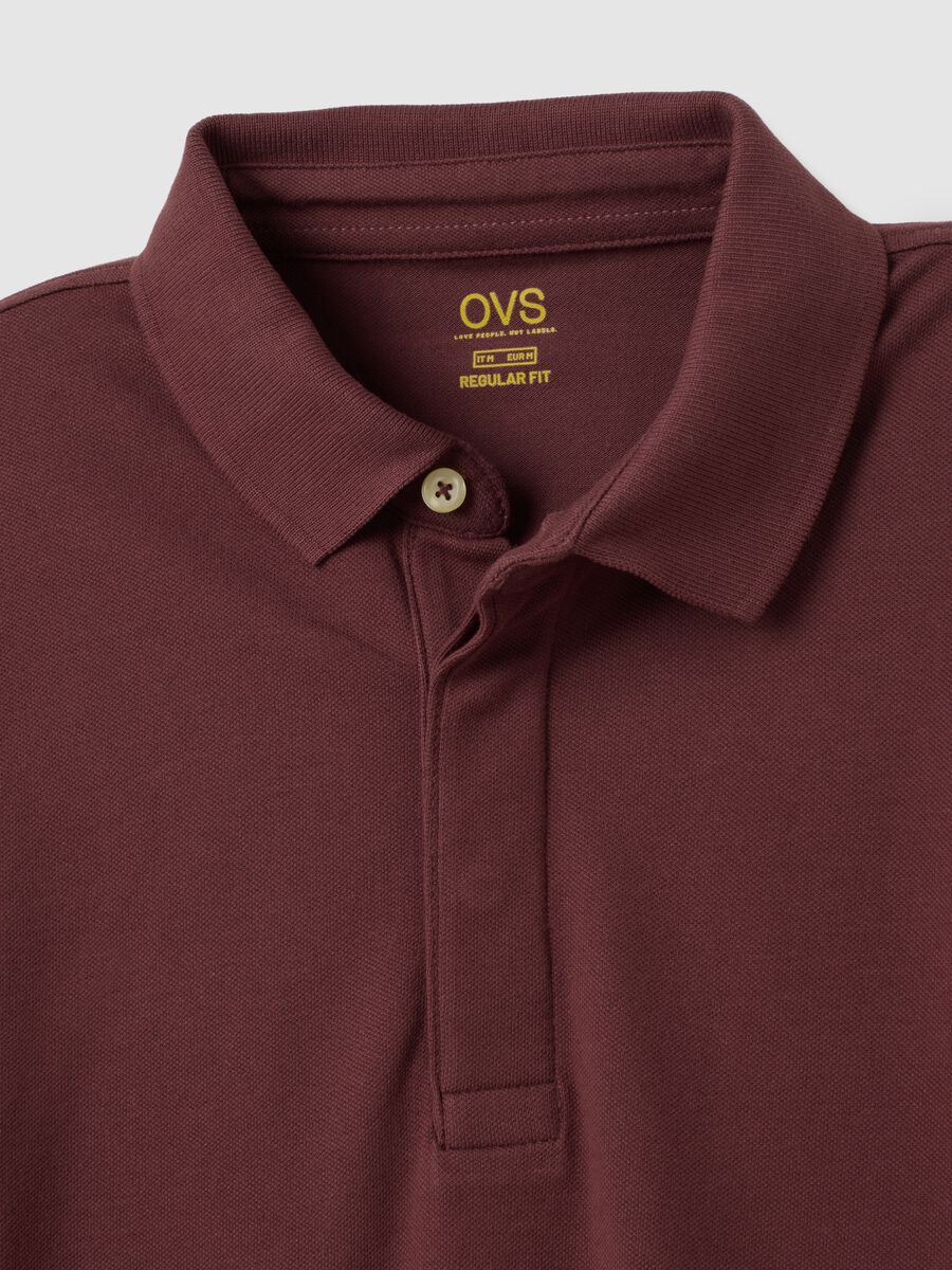 Brown regular fit stretch cotton polo_5