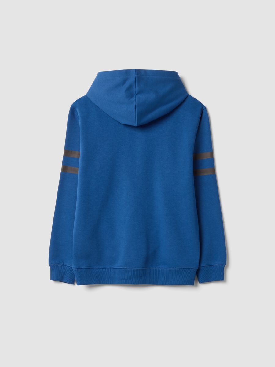 Blue cotton-blend hoodie with crew neck_2