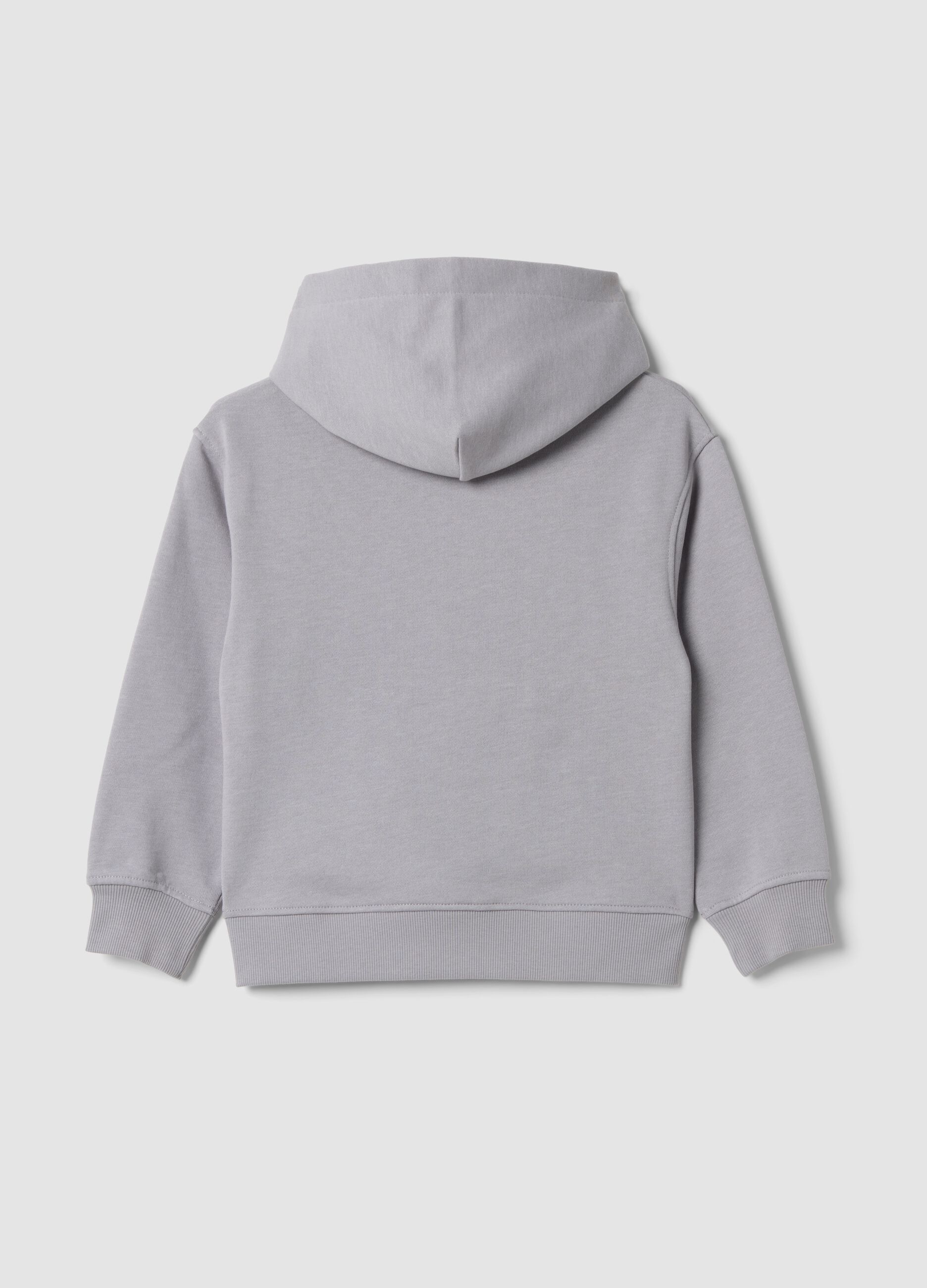 Grey cotton-blend hoodie sweatshirt with crew neck