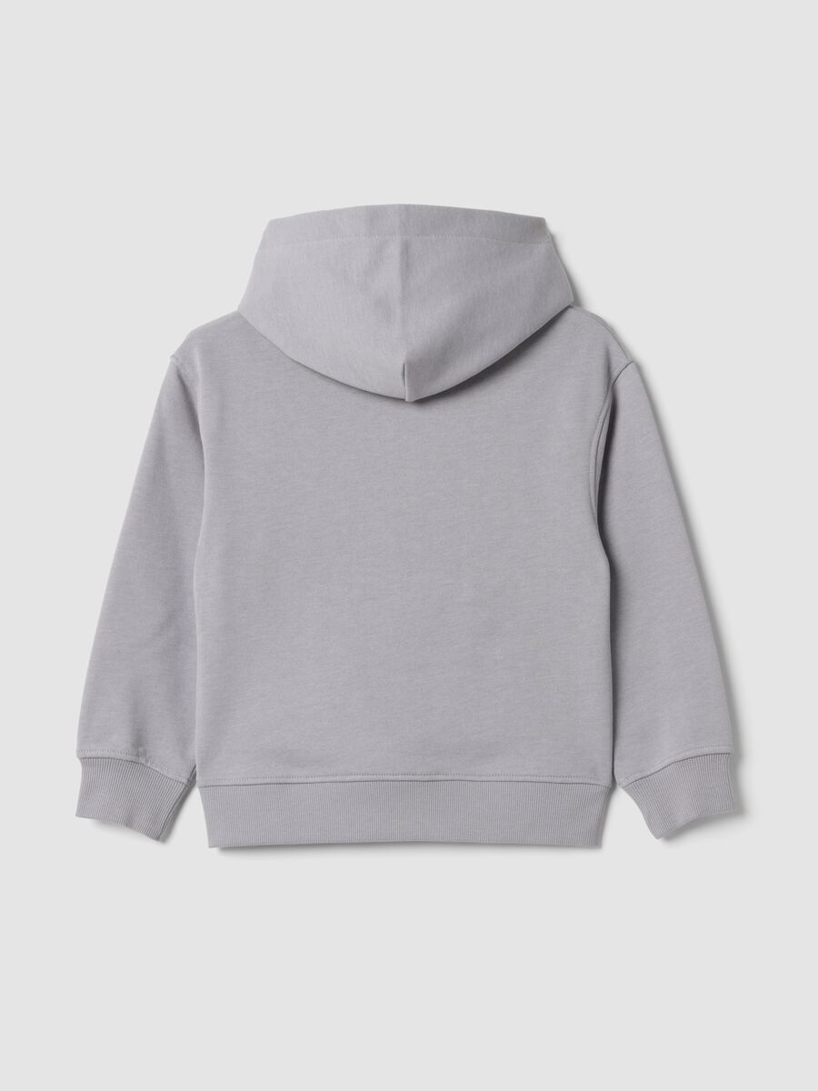 Grey cotton-blend hoodie sweatshirt with crew neck_1
