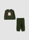 Completo jogging verde in puro cotone con stampa animaletto over fit_0
