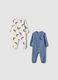 2-pack white and light blue stretch babygrows with dinosaur print_0