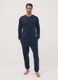 Pigiama blu in puro cotone con scollo serafino_0