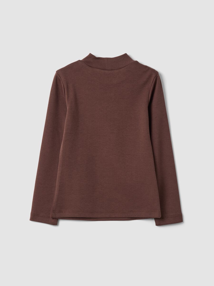 Brown organic cotton T-shirt with high neck_1