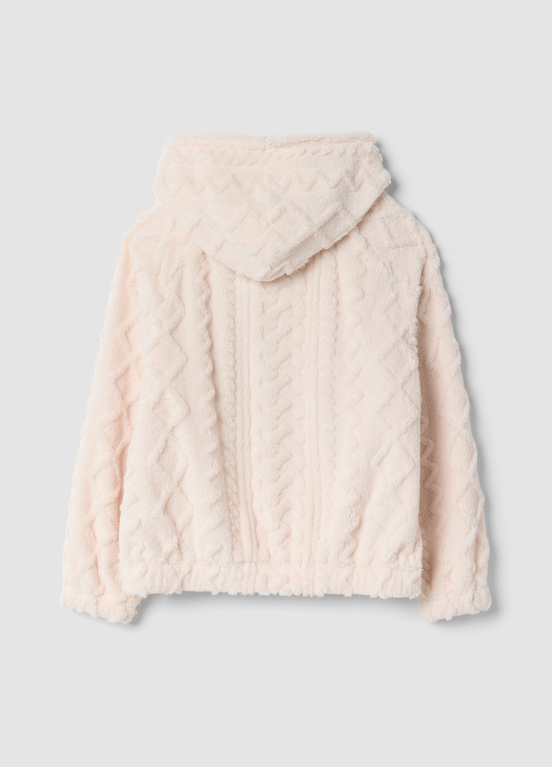 Pink sherpa hoodie with zip, regular fit