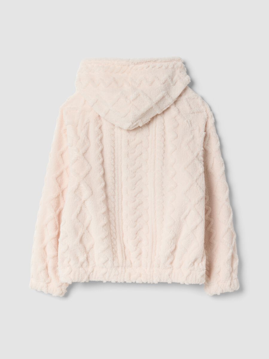 Pink sherpa hoodie with zip, regular fit_1