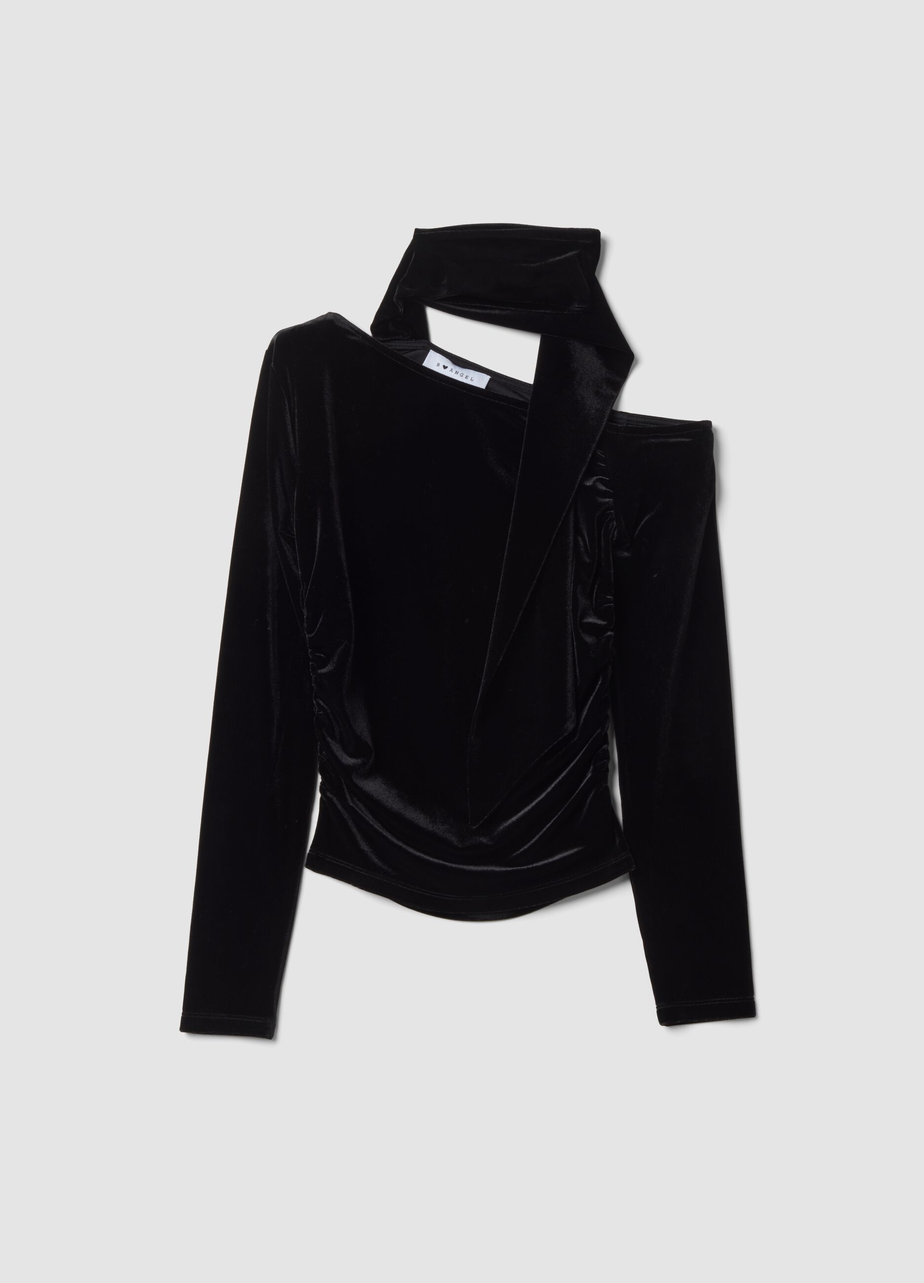 Black stretch top with crew neck