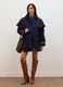 Blue pure cotton parka with hood, oversized fit_1