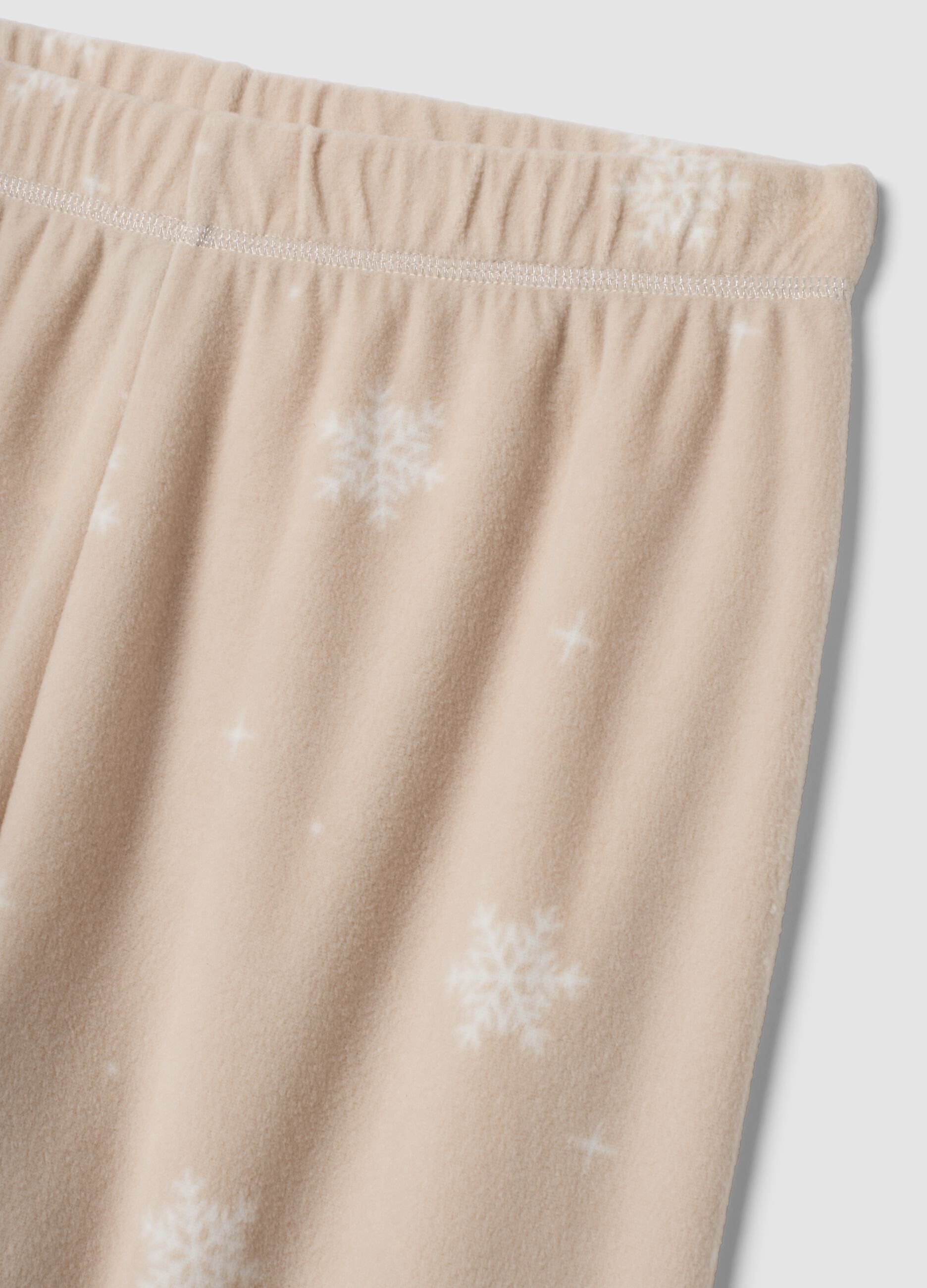 Beige marl regular-fit pyjama trousers with snowflake print