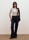 Beige lyocell and stretch wool mock-neck T-shirt, regular fit_0