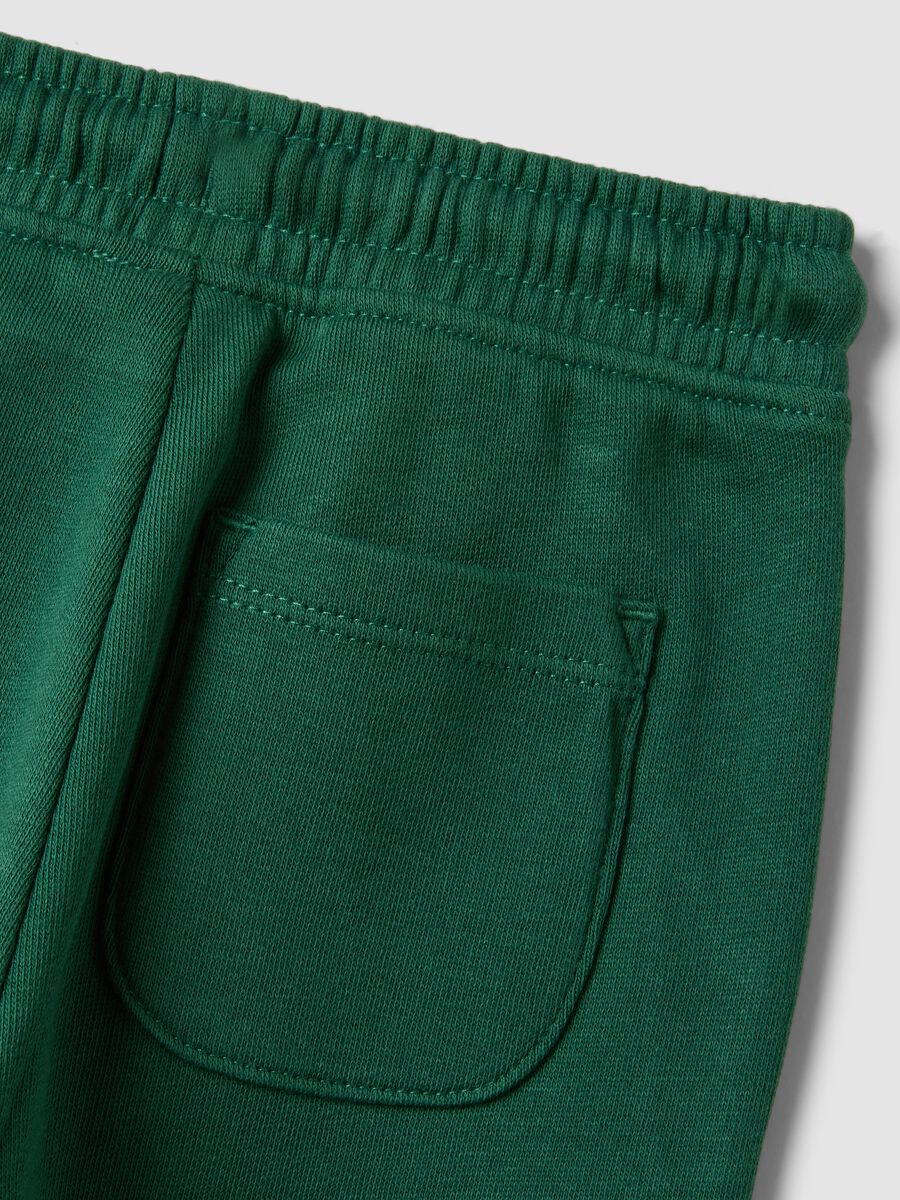Green organic cotton joggers with drawstring for baby boy_3
