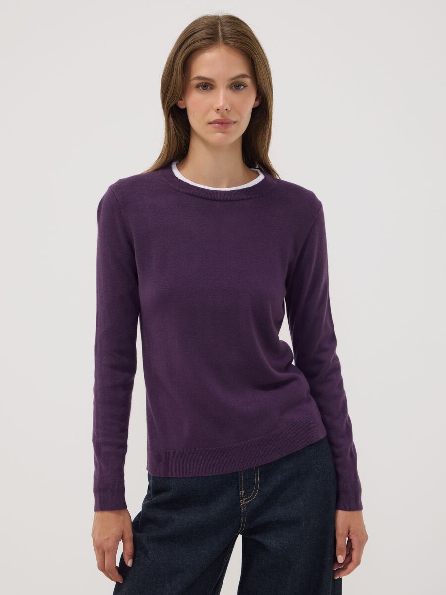 Purple regular-fit long-sleeved crew-neck top_2