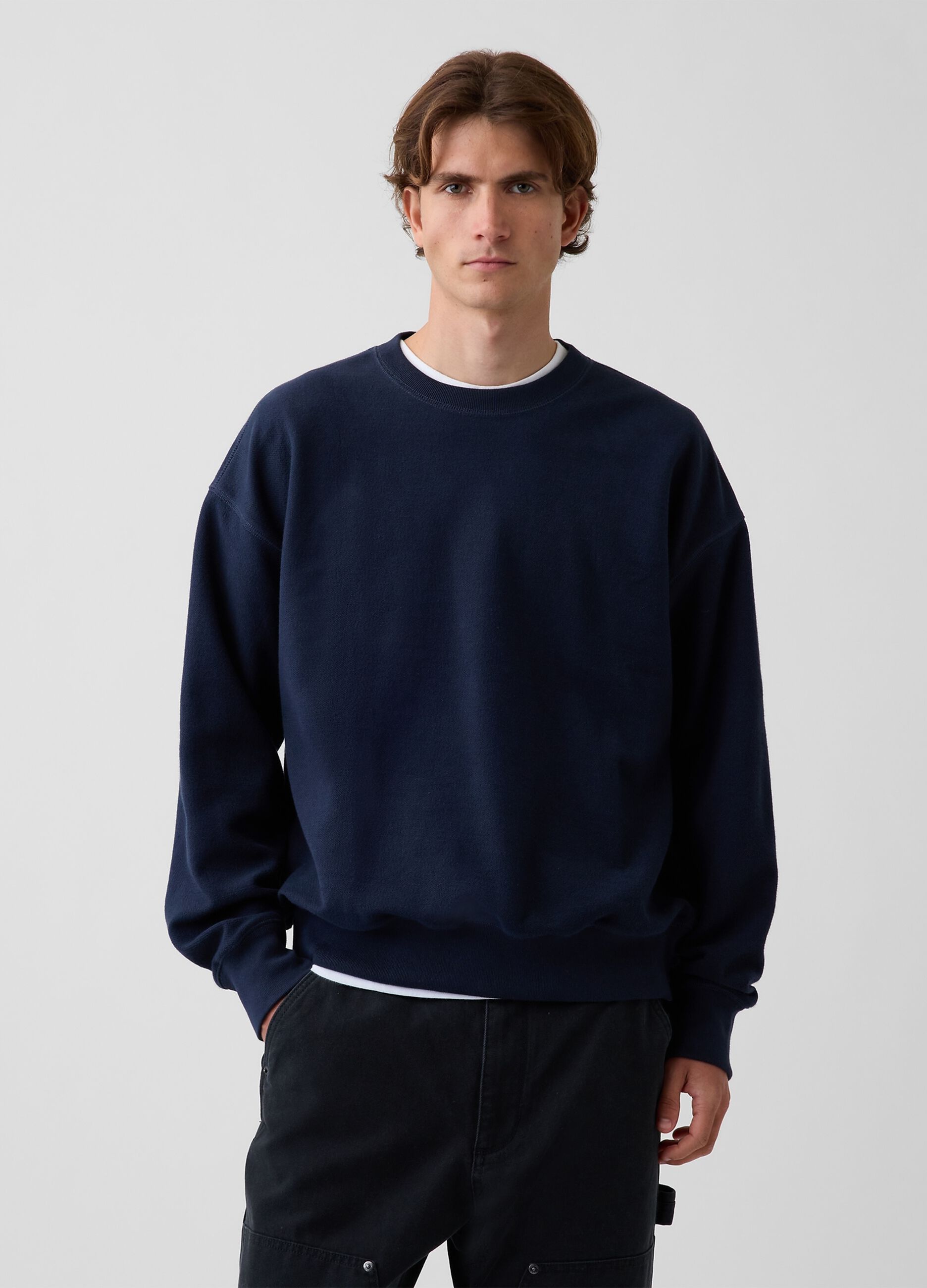 Blue sweatshirt in pure cotton