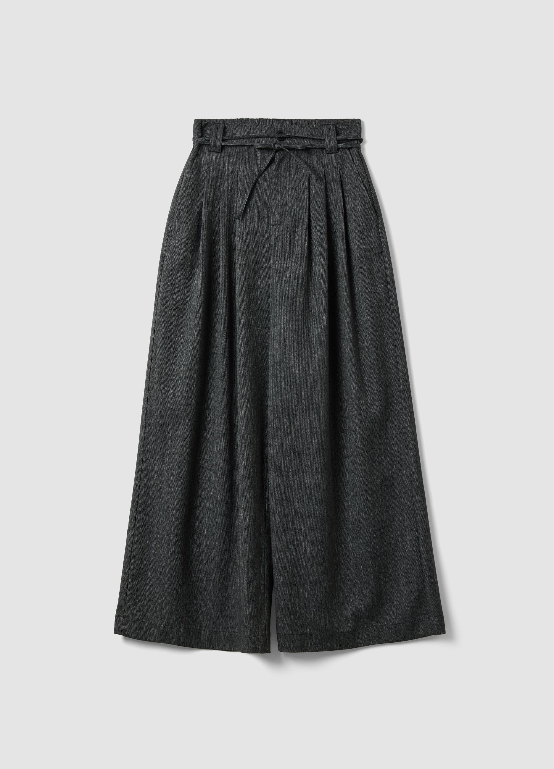 Grey wide-leg trousers in stretch viscose