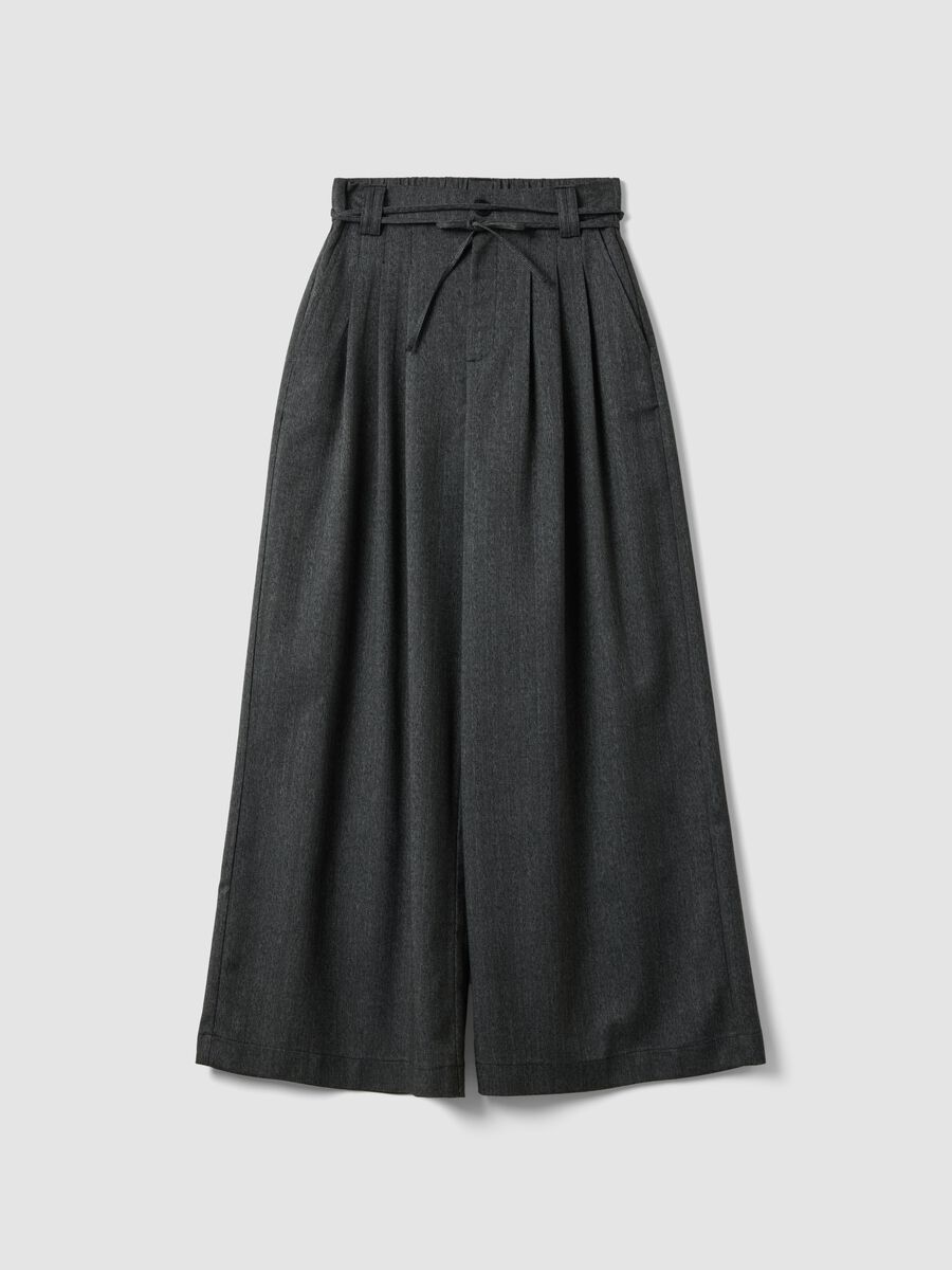 Grey wide-leg trousers in stretch viscose_0