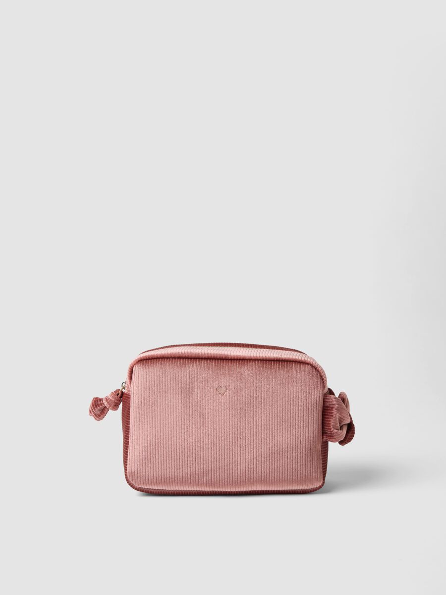 Pink ribbed stretch-fabric toiletry bag_0