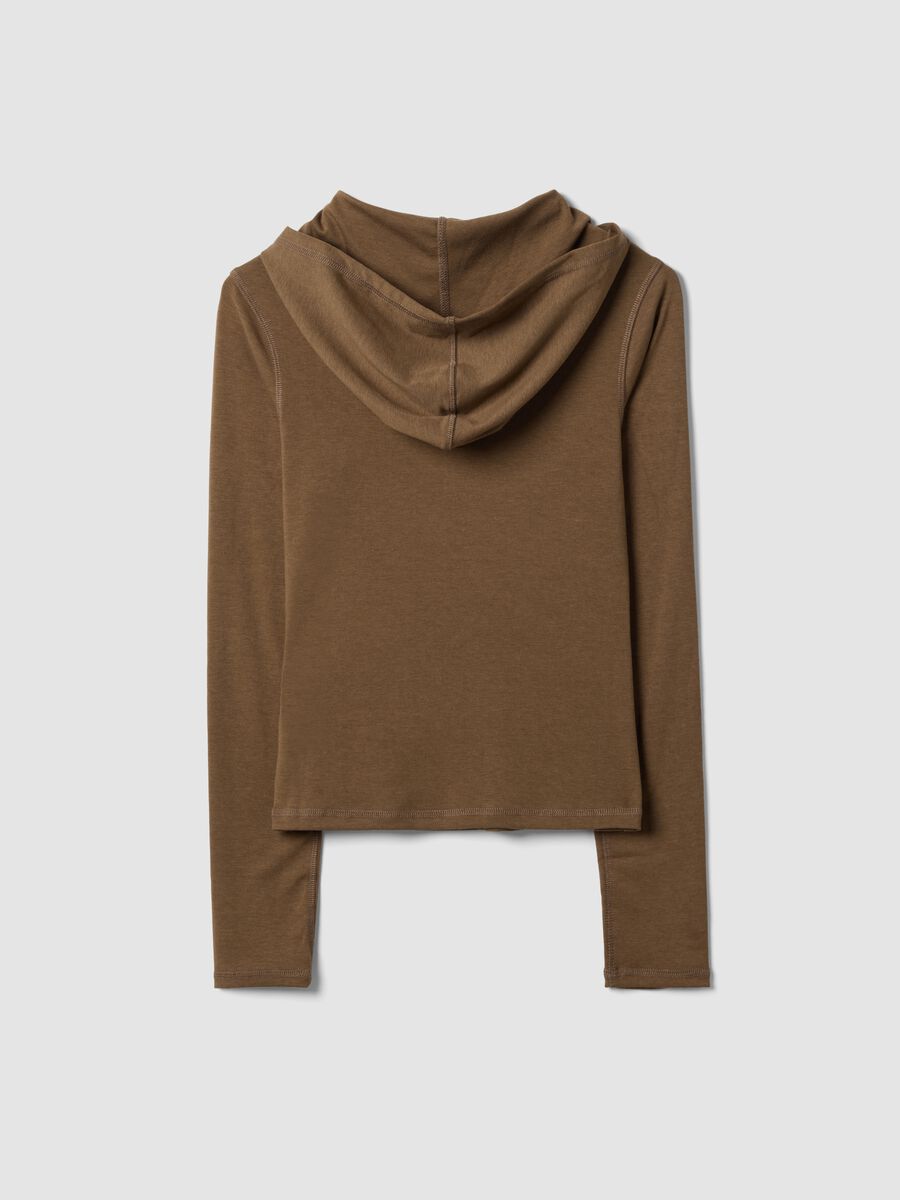 Camel stretch viscose crew-neck top_1