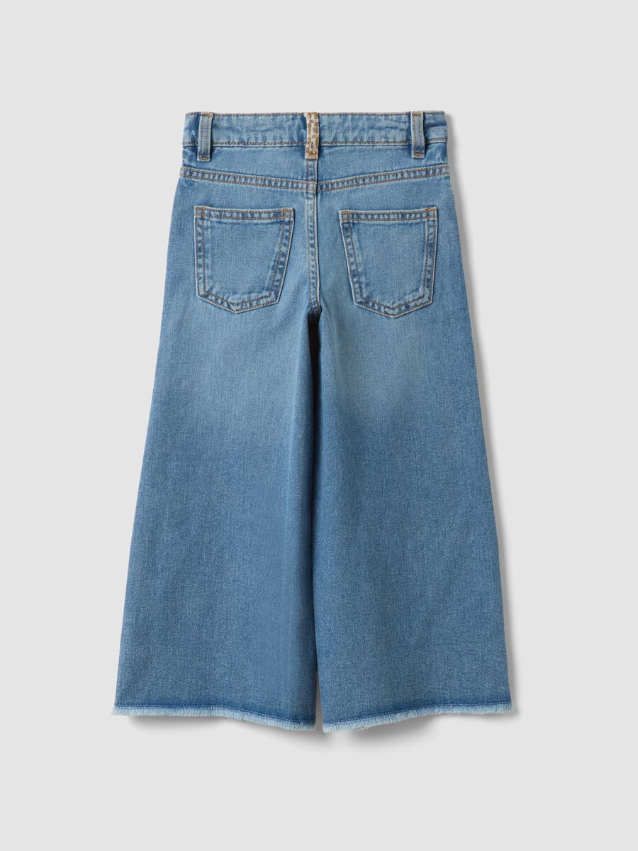Light blue wide-leg pure cotton jeans_1