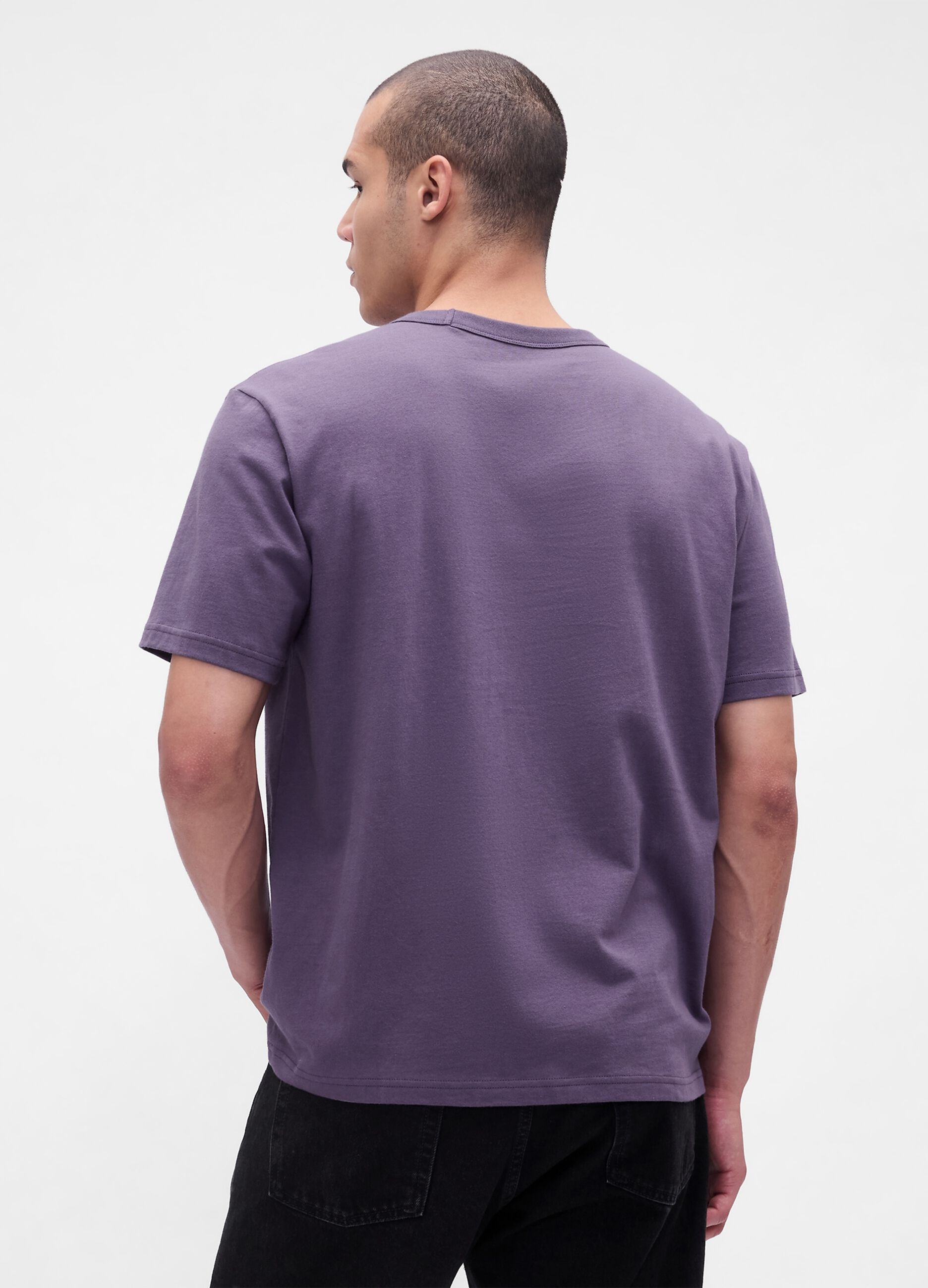 Purple short-sleeve cotton T-shirt