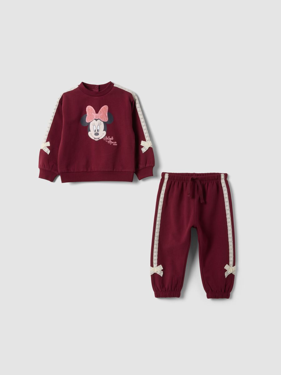 Red Minnie print jogging set in stretchy organic cotton_0