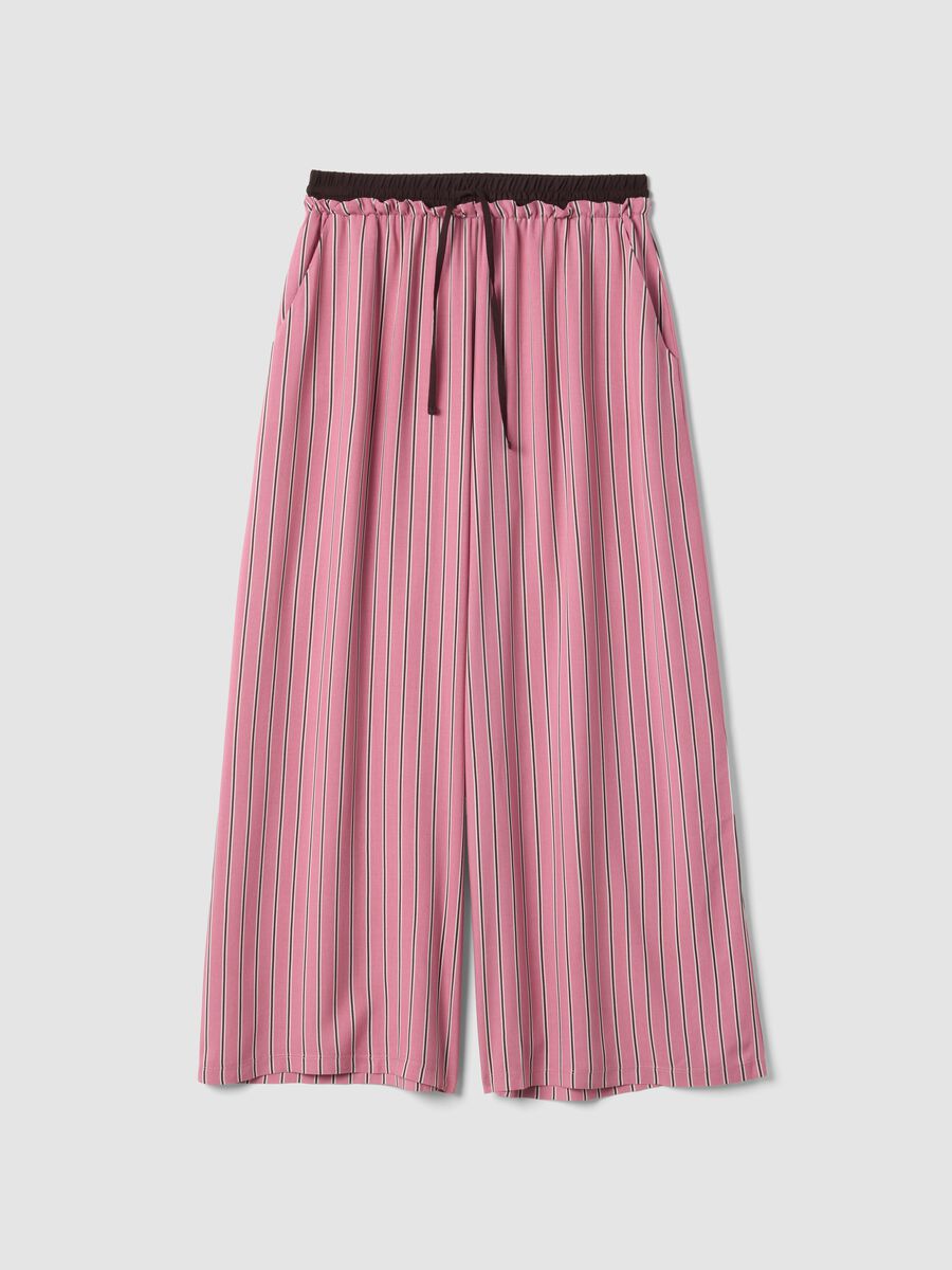Pink pure viscose striped pyjama trousers_4