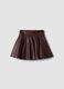 Brown circle skirt with coated-effect finish_0