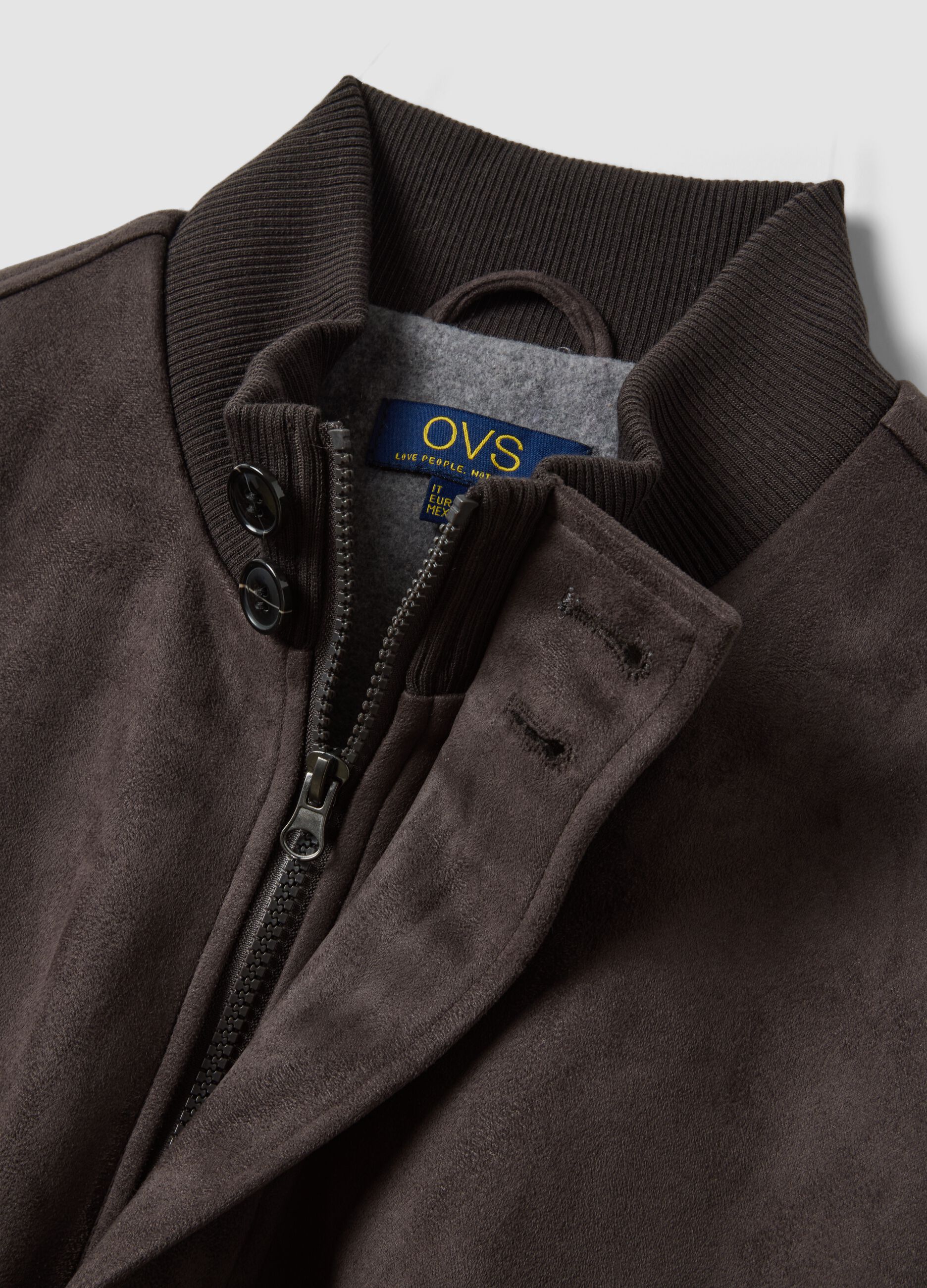 Brown regular-fit jacket with zip