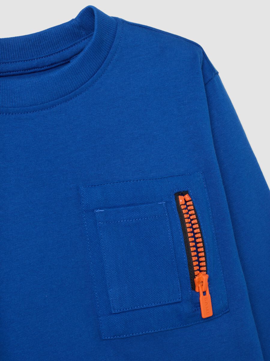 Blue pure cotton crew-neck over-fit T-shirt_3