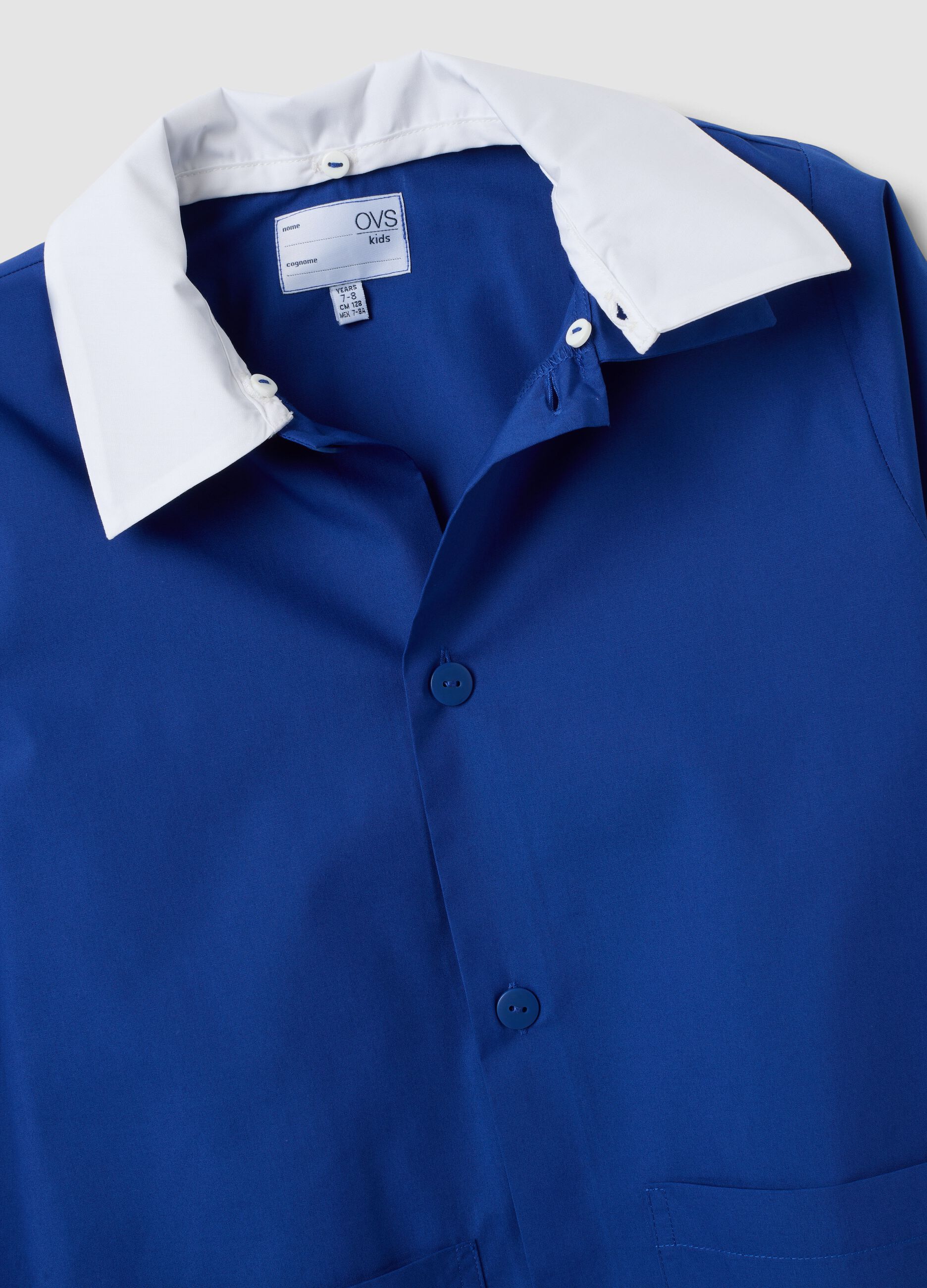 2-pack of boys&rsquo; blue school aprons with white collar