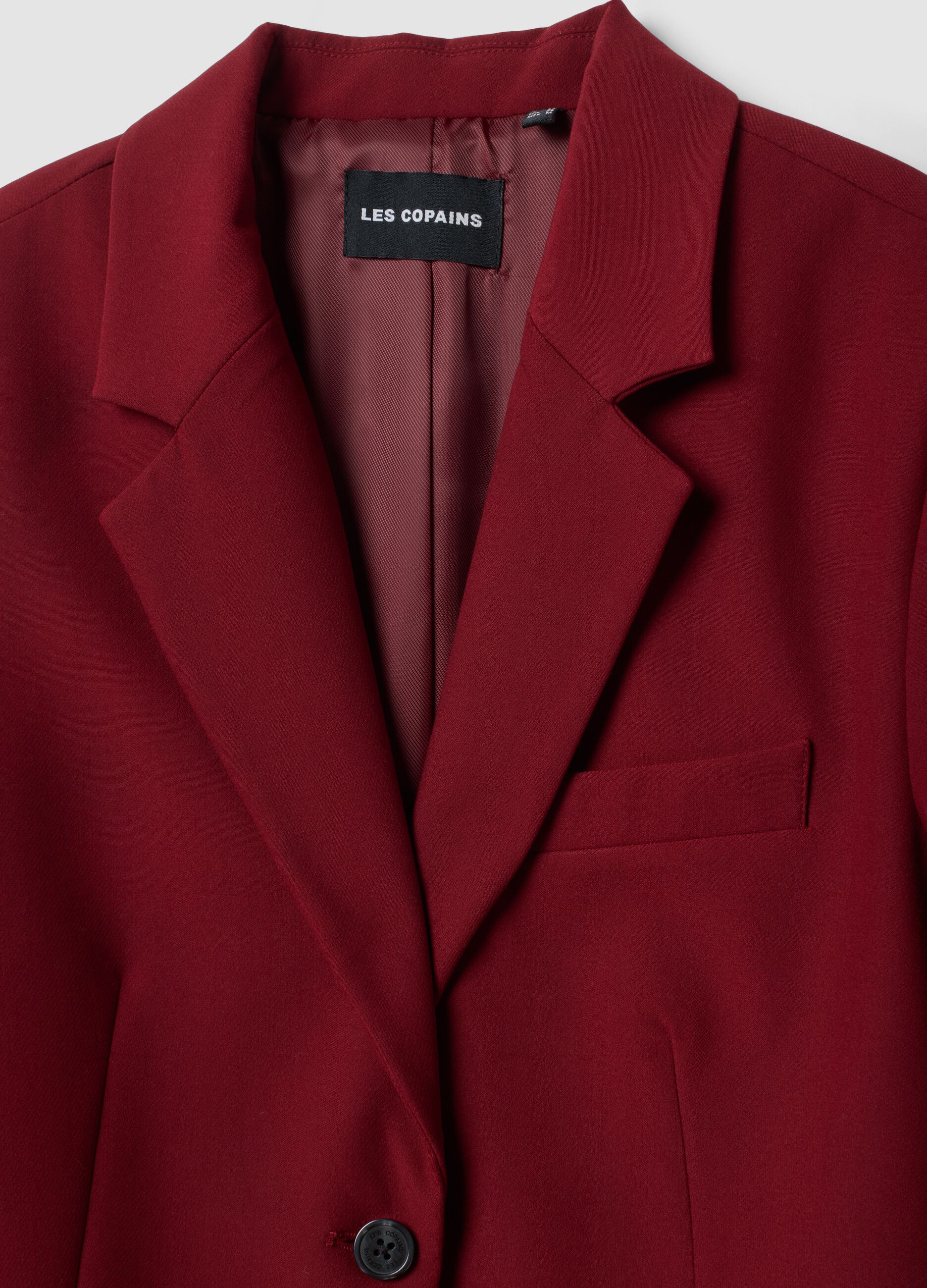 Red stretch viscose-blend regular-fit blazer with classic lapels