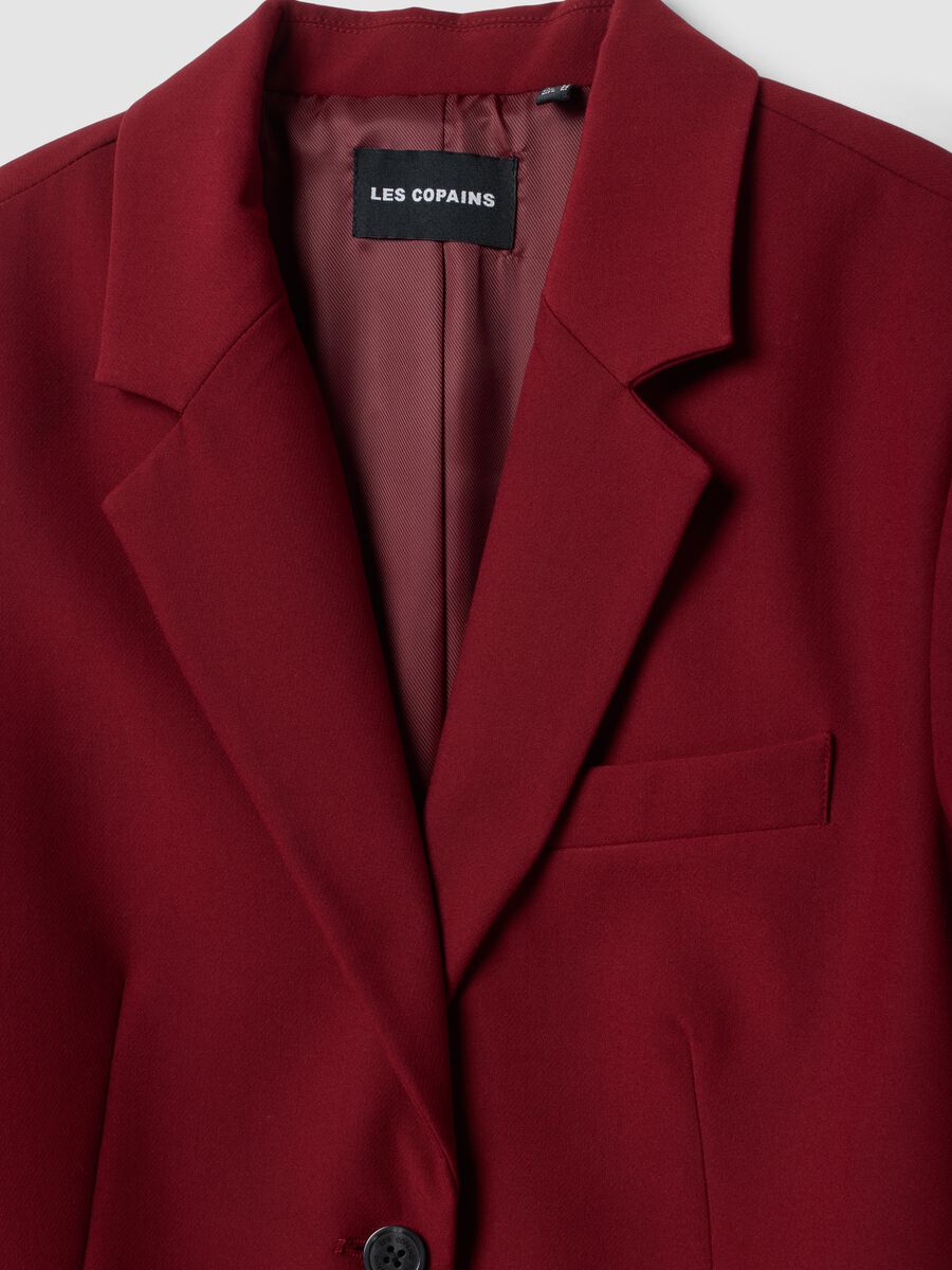 Red stretch viscose-blend regular-fit blazer with classic lapels_2