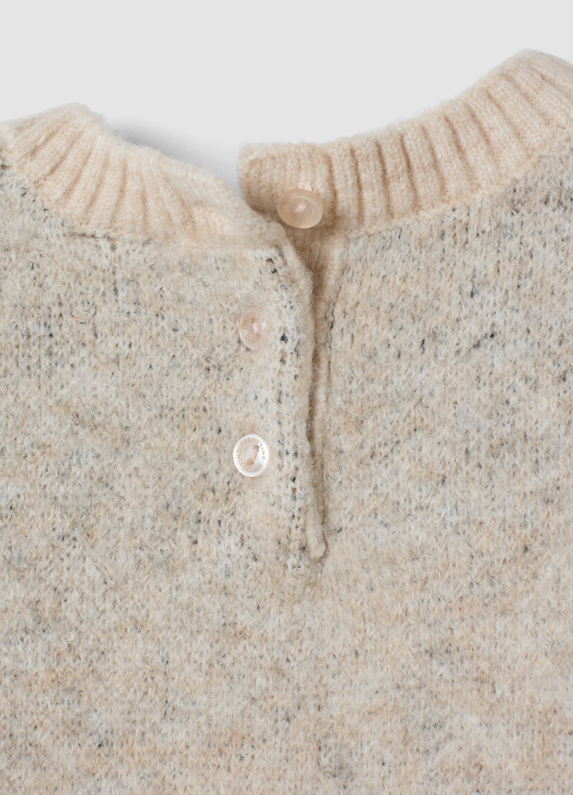 Beige stretch jersey crew-neck top