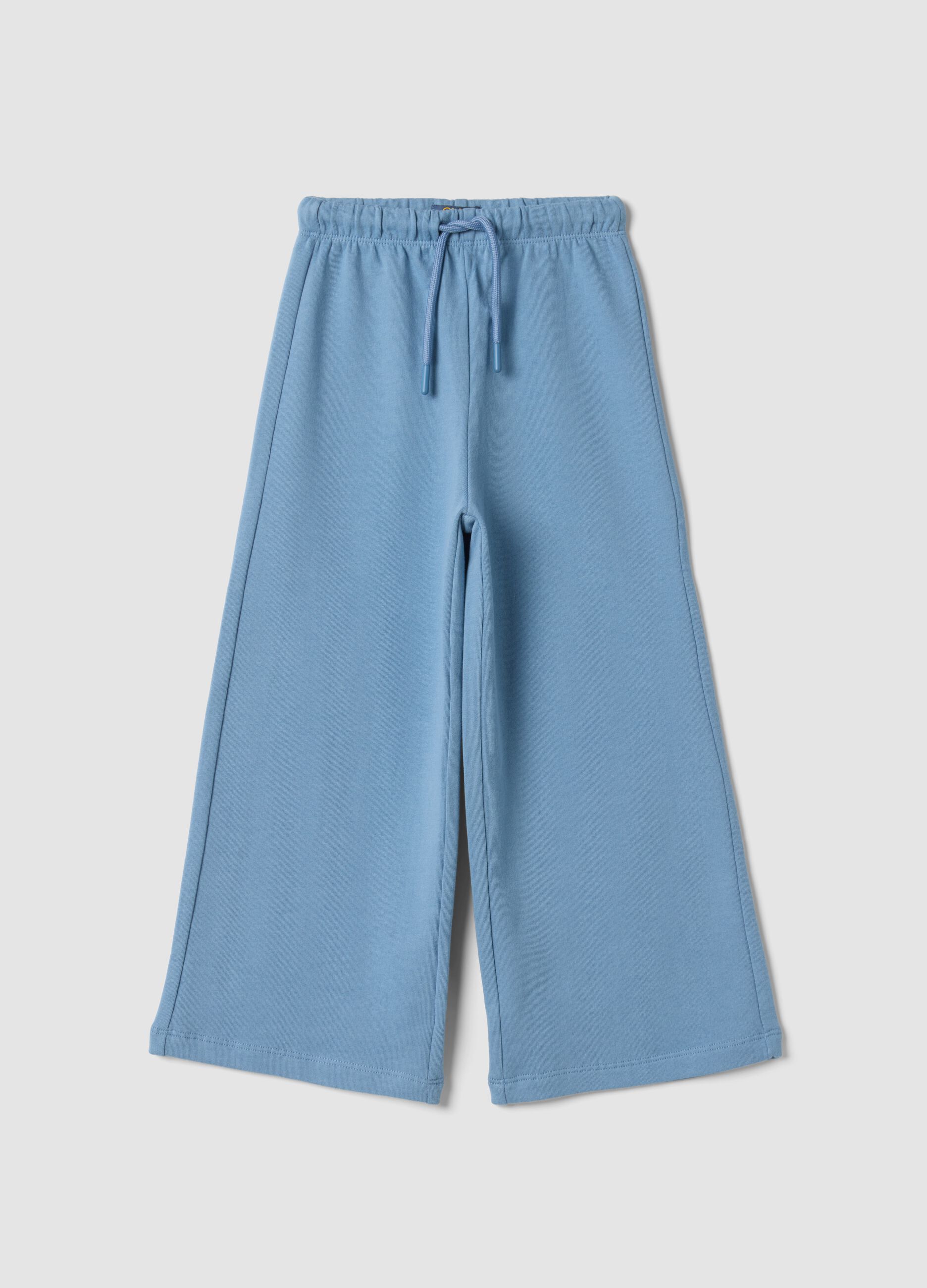 Pantaloni azzurri in puro cotone con vita elasticizzata regular fit