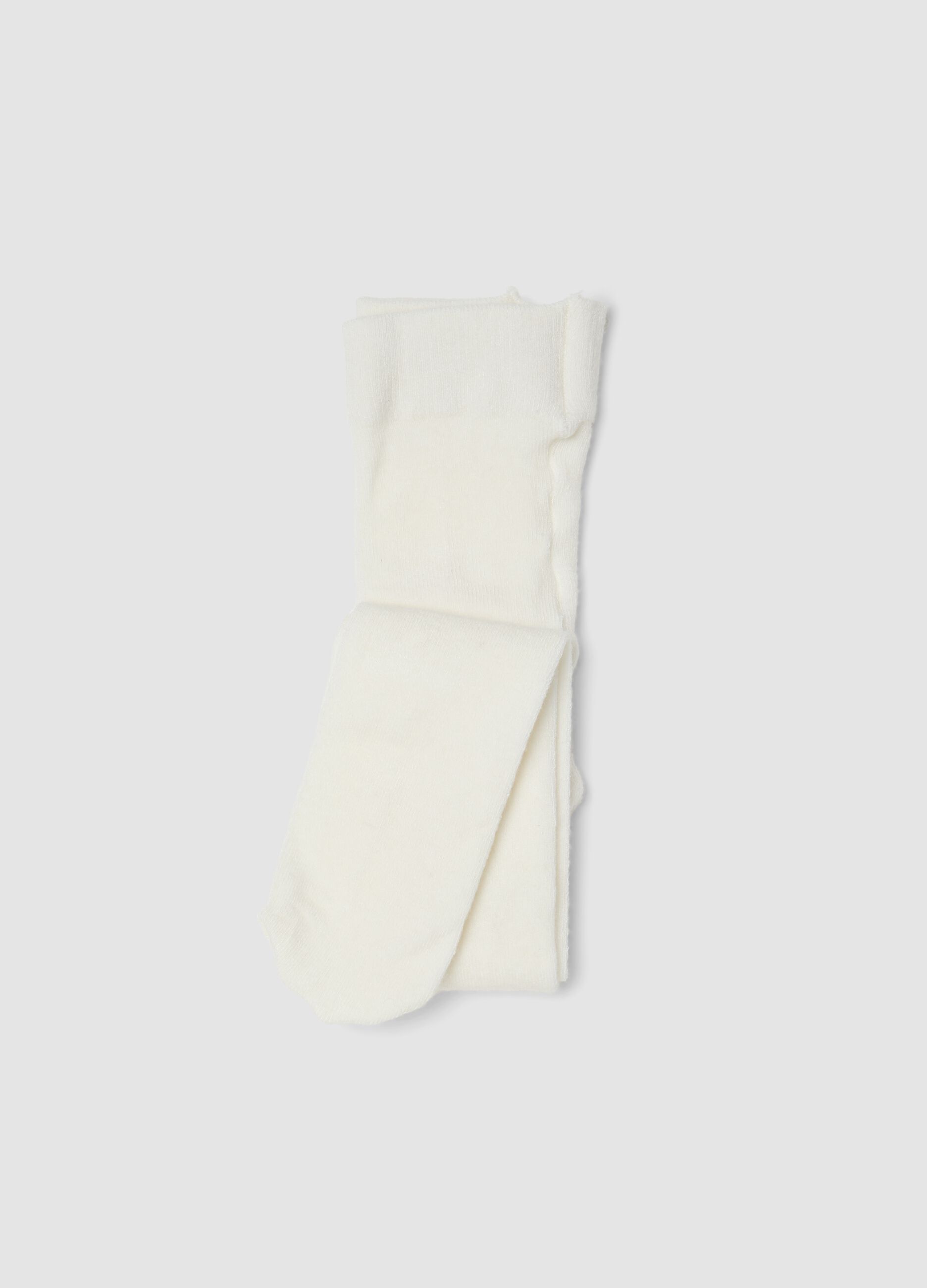White stretch viscose and cashmere baby tights