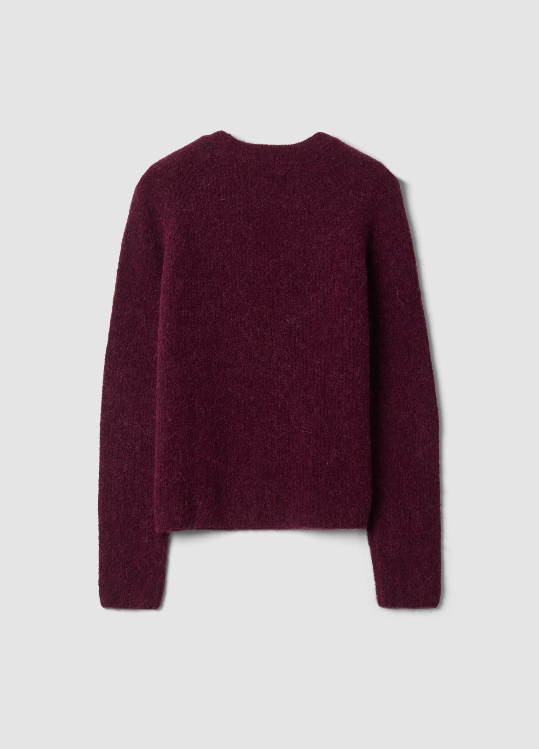 Maglia viola in alpaca e lana elasticizzato girocollo