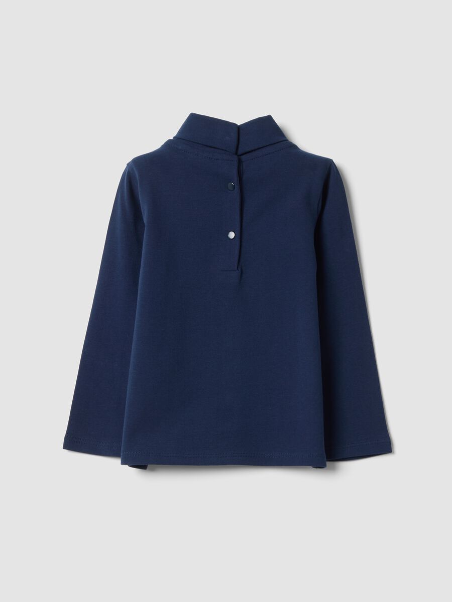 Midnight blue stretch organic cotton crew-neck top_1