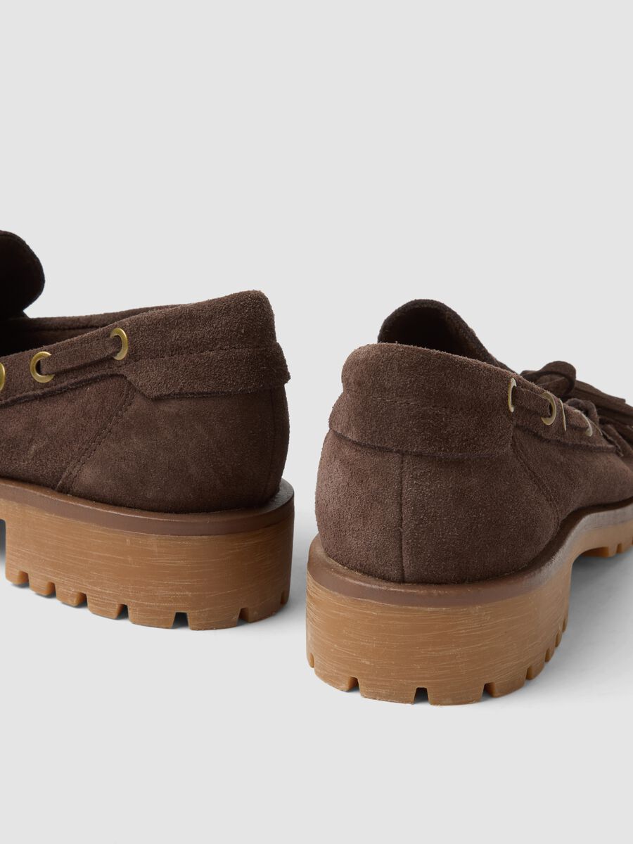 Brown genuine leather tassel loafers_2