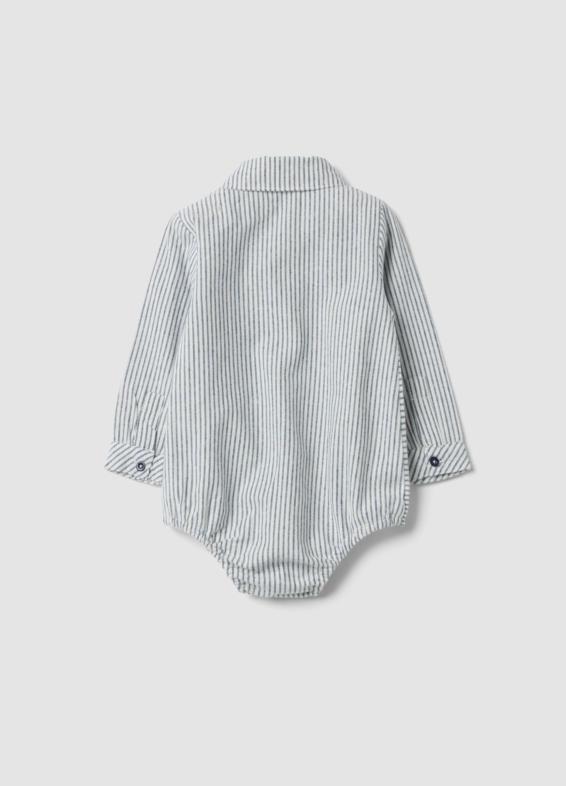 Body bianco in puro cotone con colletto e righe