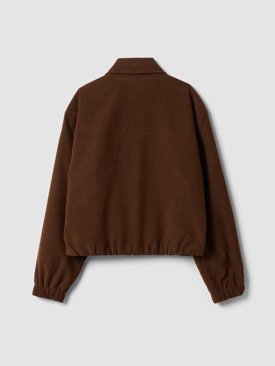 Brown stretch-fabric blazer with zip, oversized fit_2