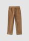 Beige ribbed stretch cotton trousers with elasticated waistband_6