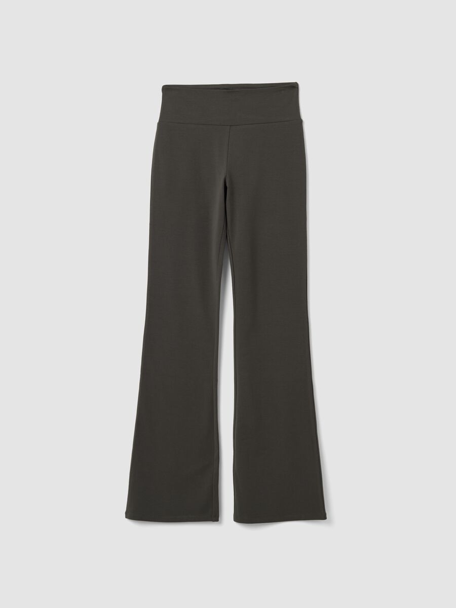 Grey flare trousers in stretch cotton_0