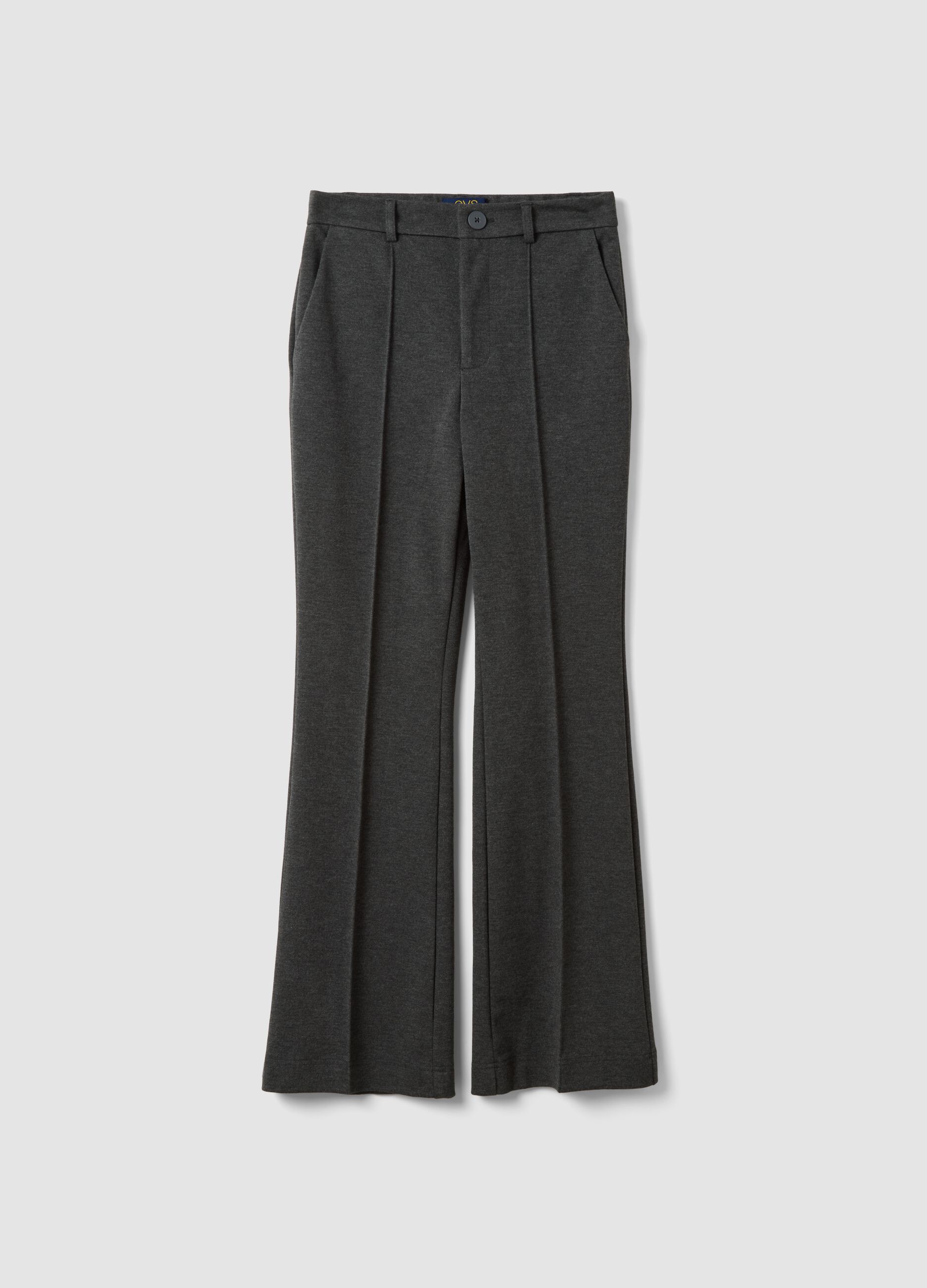 Pantaloni grigi in viscosa elasticizzata straight fit