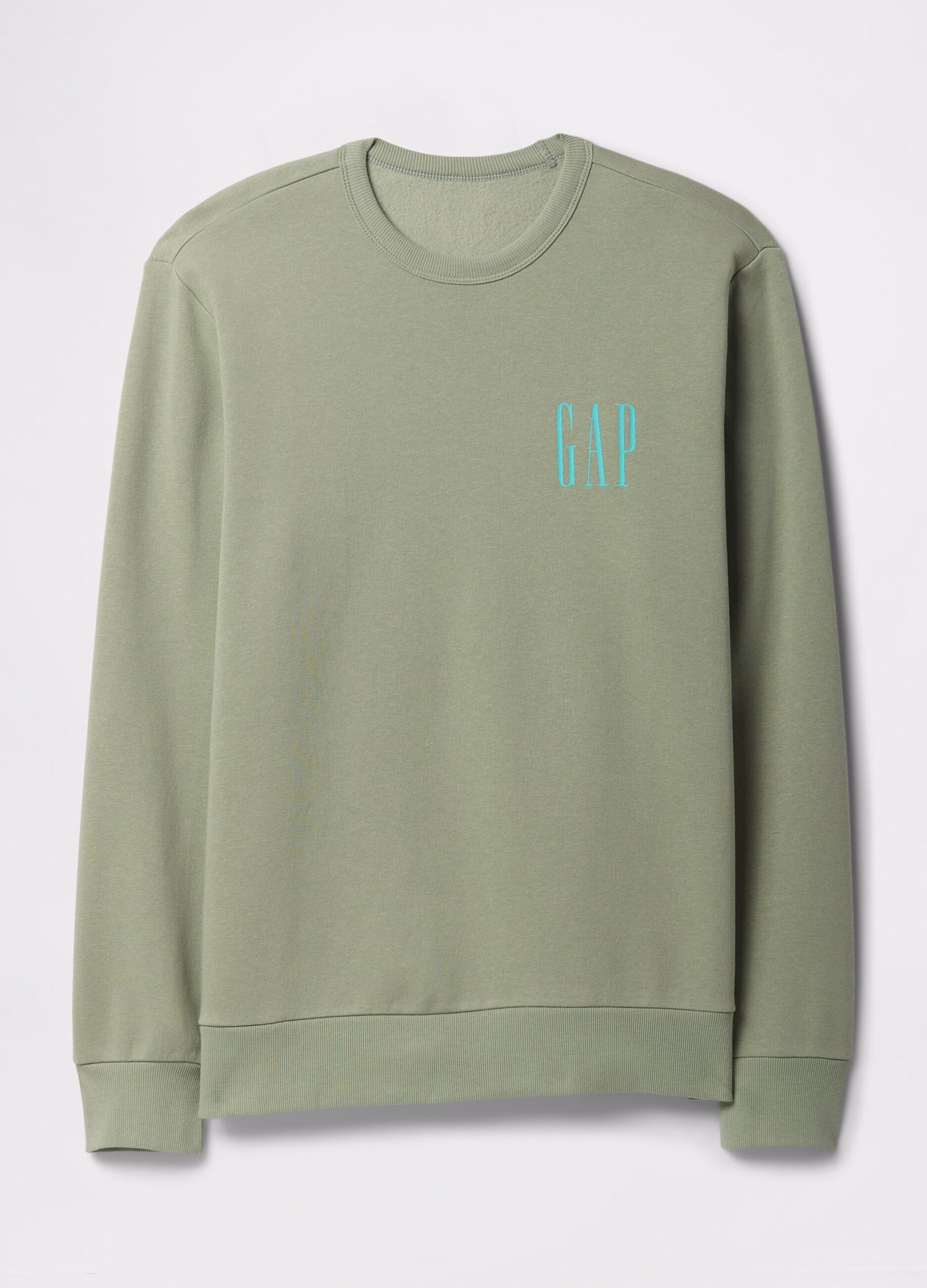 Green sweatshirt with round neck in cotton blend