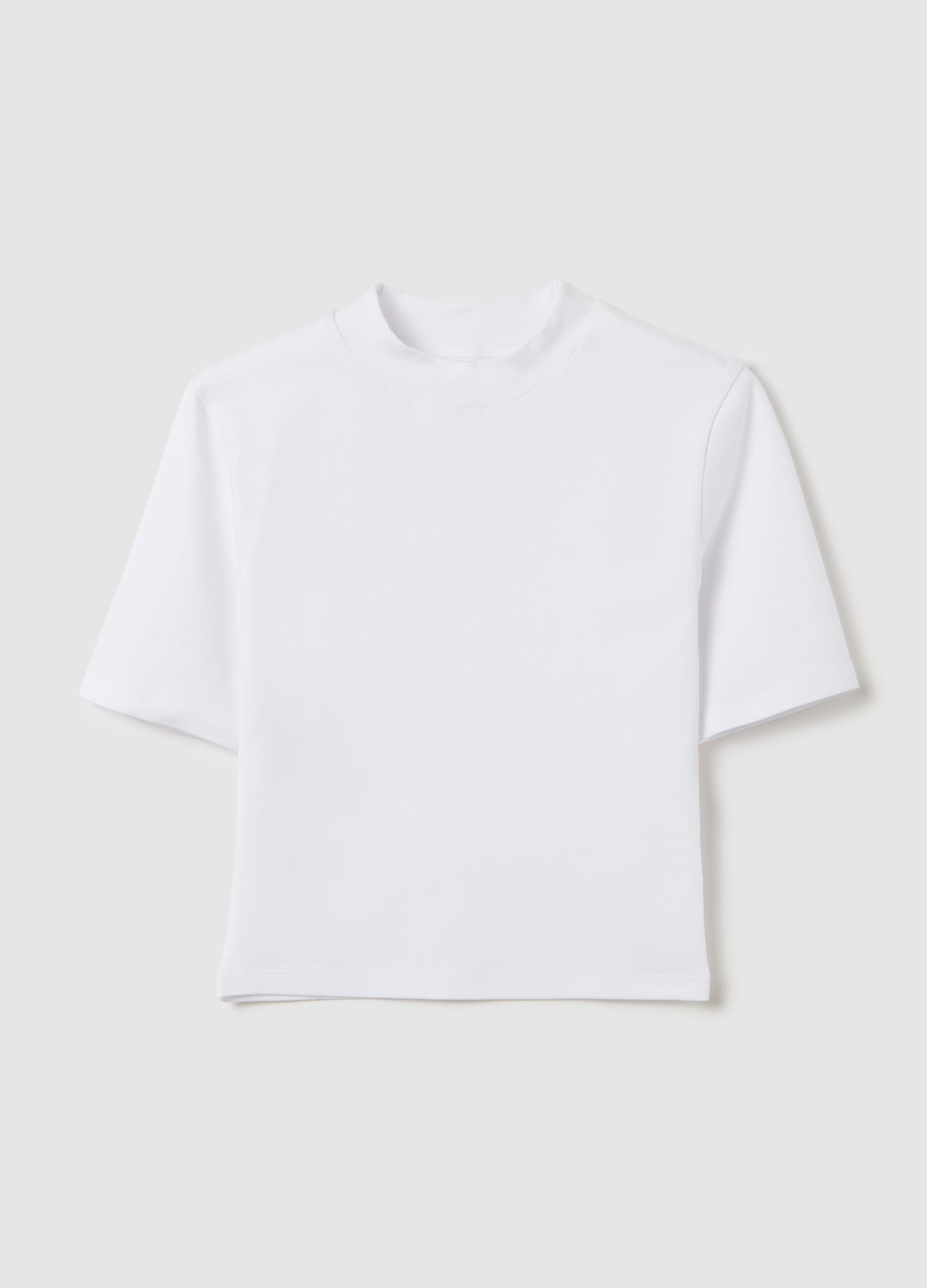 Mockneck White T-shirt