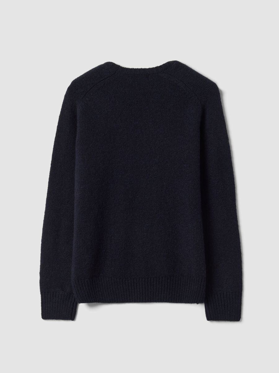 Blue stretch wool crew-neck jumper with print_2