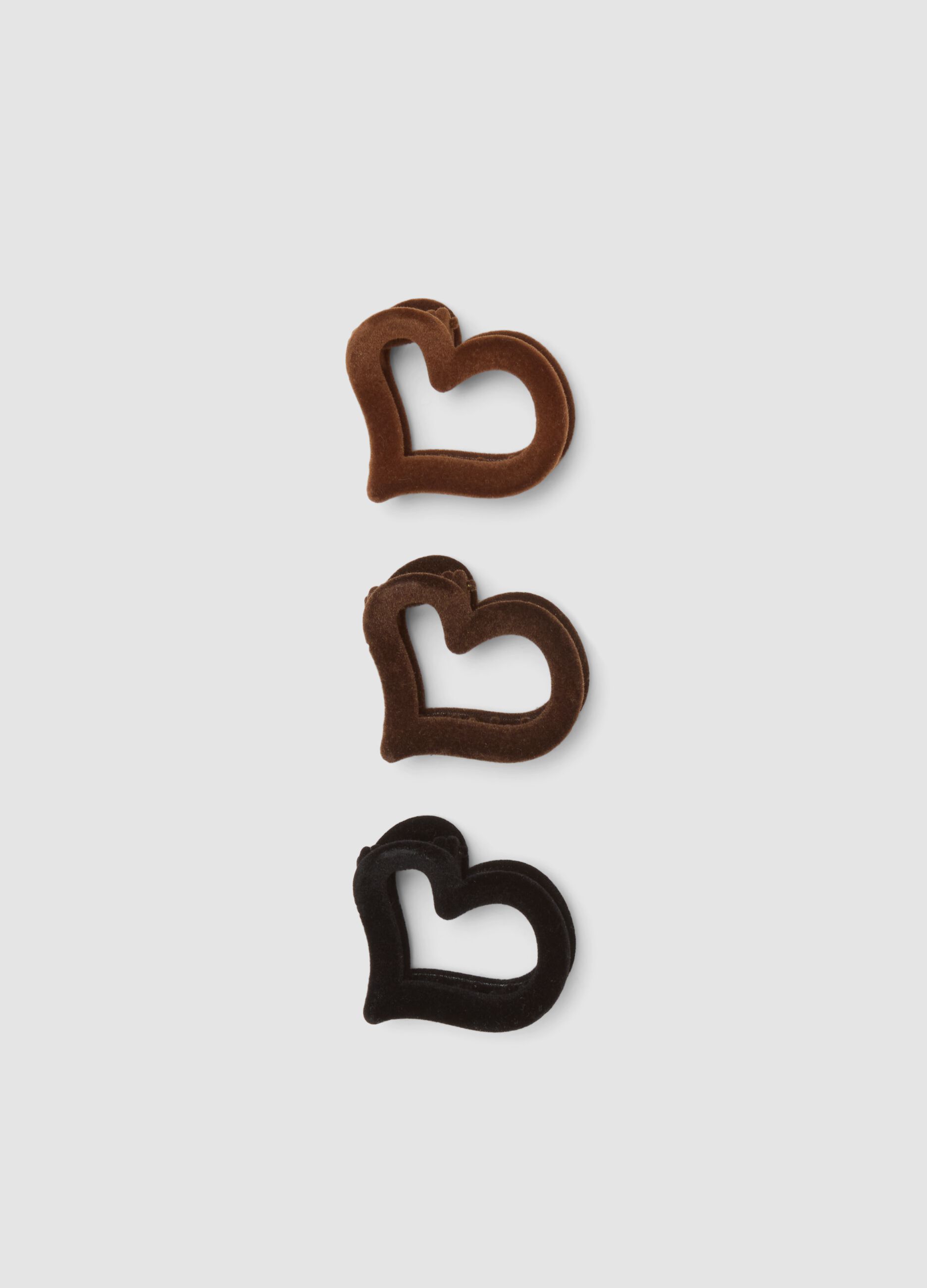 Brown and Black Heart Hair Clip Set