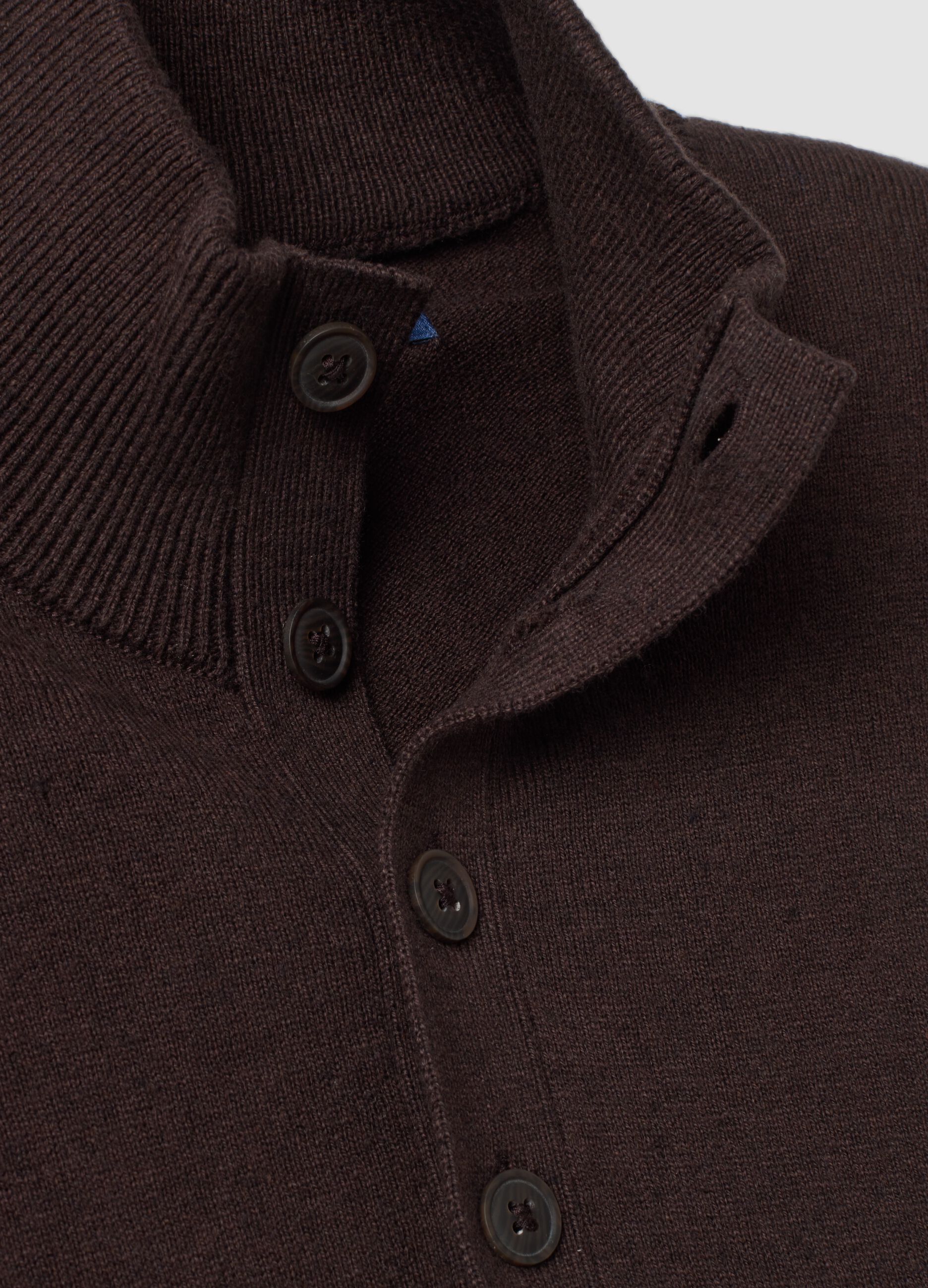 Brown cotton and cashmere blend jumper with collar
